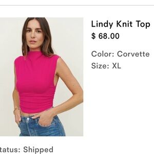 Reformation Lindy Knit Top Corvette - Size XL